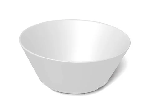 Realistic vector 3d illustration of white empty ceramic plate, dish, kitchenw Ilustración de archivo