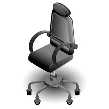 Realistic vector 3d isometric office modern computer black color chair Illustrazione stock