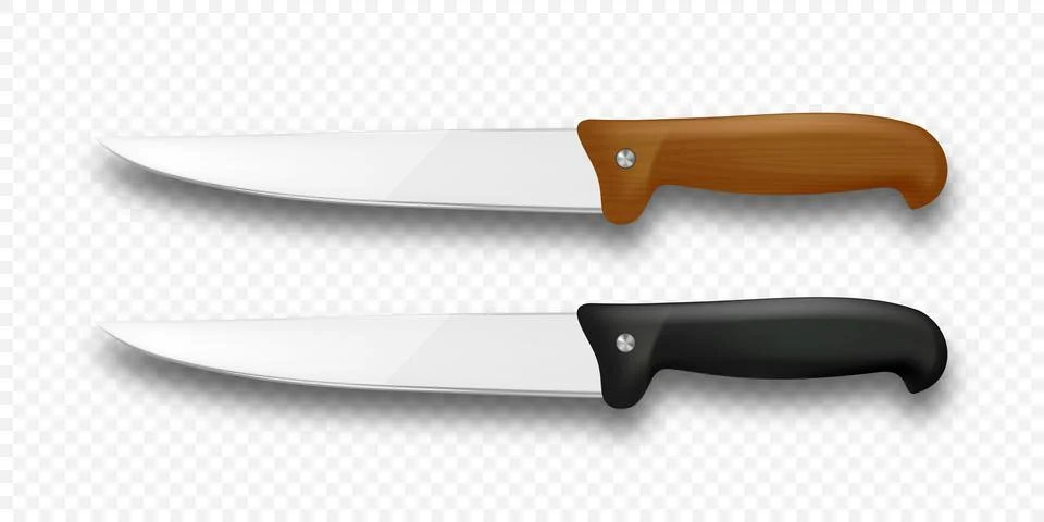 Realistic Vector 3d Kitchen Knives Set, Isolated. Chef, Utility Knife, Sharp Stock Illustration