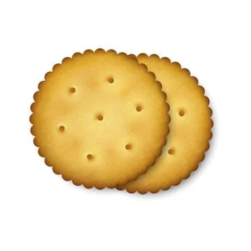 Realistic Vector 3d Round Delicious Salty Cookies Rustic, Cracker, Biscuit Set 库存插图