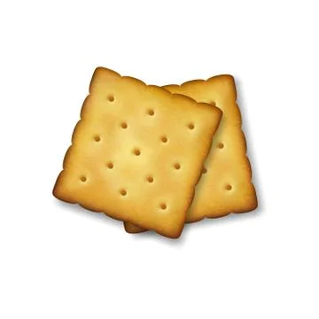 Realistic Vector 3d Square Delicious Salty Cookies Rustic, Cracker, Biscuit Set Illustrazione stock