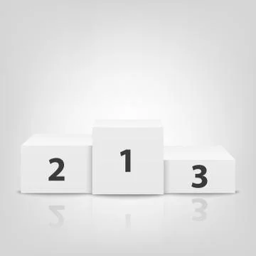 Realistic Vector 3d White Winners Podium Closeup Isolated on White Background Stock Illustration