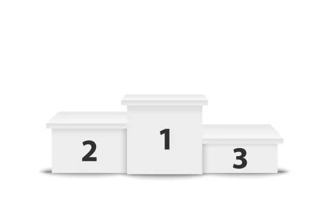 Realistic Vector 3d White Winners Podium Closeup Isolated on White Background Stock Illustration