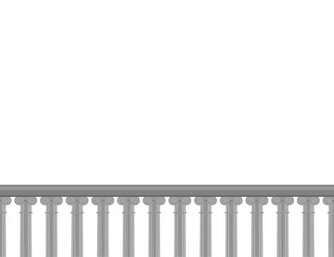 Realistic vector ancient balcony border. Seamless border Stock Illustration