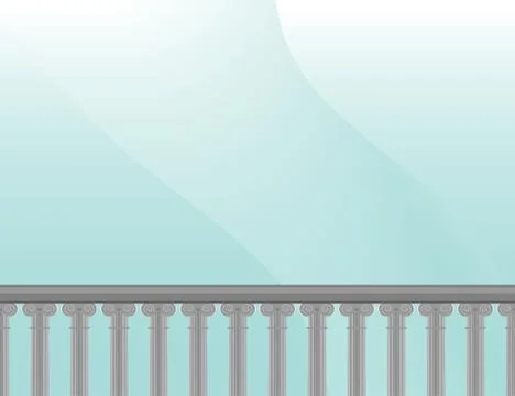 Realistic vector ancient balcony border on a sky background Stock Illustration