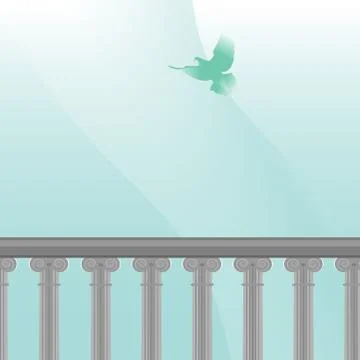Realistic vector ancient balcony border on a sky background Illustrazione stock