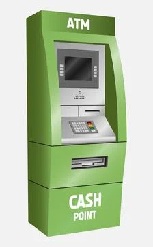 Realistic vector ATM machine in green color Stock Illustration