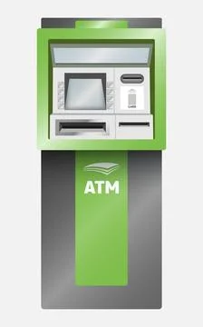 Realistic vector ATM machine in green color Stock Illustration