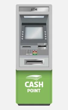 Realistic vector ATM machine in green color Stock Illustration