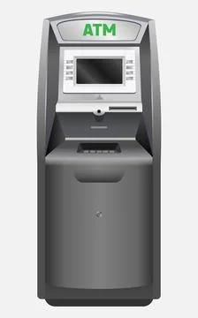 Realistic vector ATM machine in grey color Stock Illustration