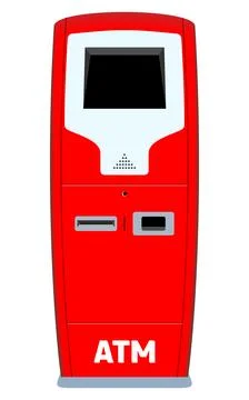 Realistic vector ATM machine in red color Stock Illustration