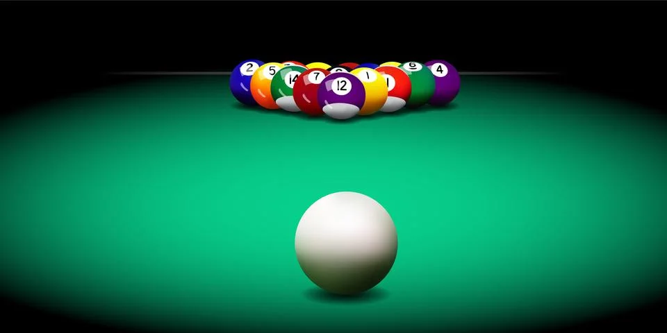 Realistic vector billiard balls on the table Stock Illustration