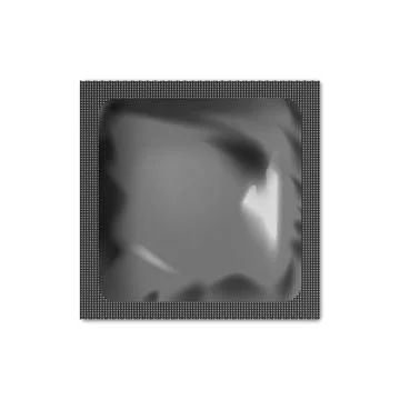 Realistic Vector Black Condom or Sachet Package in Square Foil Wrapper Isolated Stock Illustration