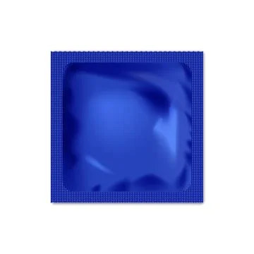 Realistic Vector Blue Condom or Sachet Package in Square Foil Wrapper Isolated Stock-Illustration