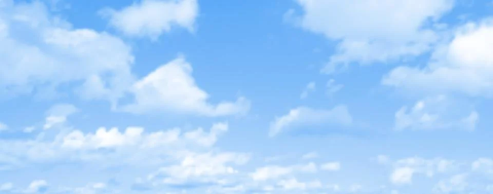 Realistic vector blue sky with white clouds illustration Stockillustratie