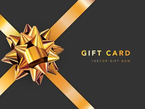 Realistic vector bow isolated on black background. Golden gift bows for cards イラスト素材