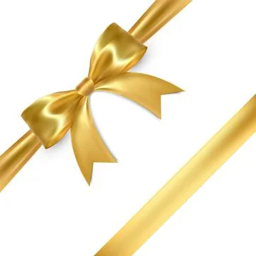 Realistic vector bow isolated on white background. Golden gift bows for cards Stock-Illustration