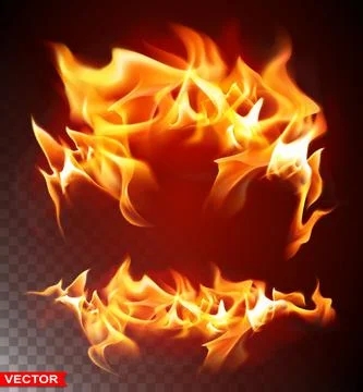 Realistic vector burning fire flame bright element Stock Illustration