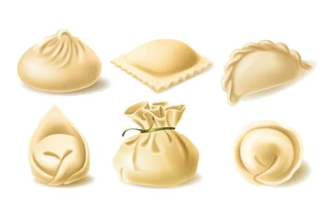 Realistic vector clipart of different dumplings Stock-Illustration