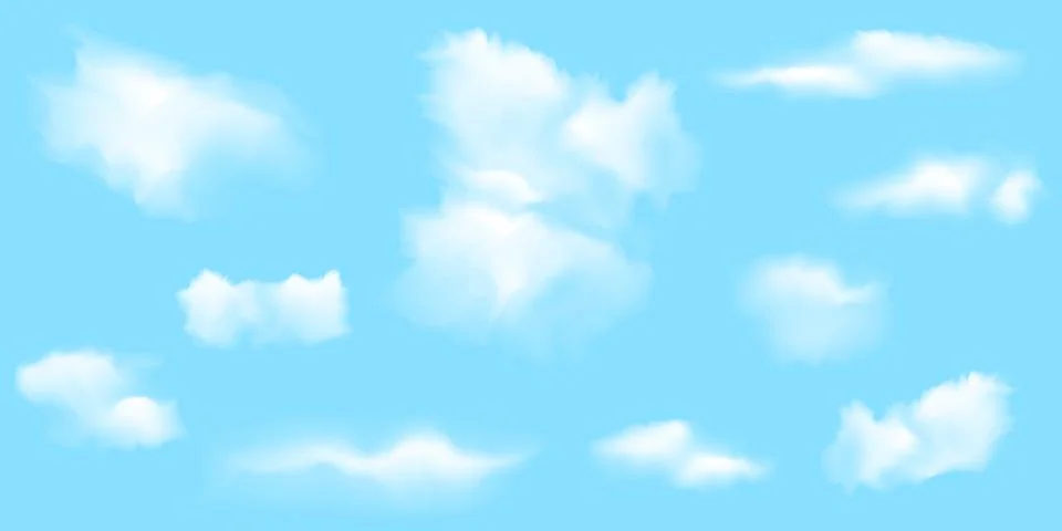 Realistic vector clouds with blue background Illustrazione stock