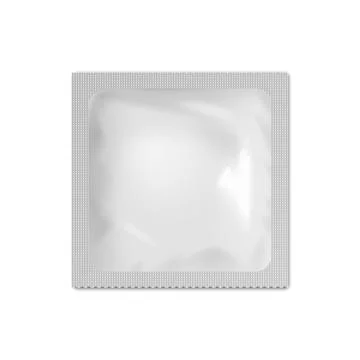 Realistic Vector Condom or Sachet Package in Square Foil Wrapper Isolated Stock-Illustration