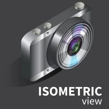 Realistic vector digital camera isometric Stock Illustration