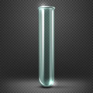 Realistic vector empty glass test tube template isolated on transparent Stock Illustration