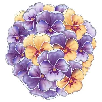 Realistic vector flowers petals buds bouquets. Anemones, peonies, pansies, .. Stock Illustration