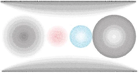 Realistic vector geometric halftone dot work grain texture set on white back Stock Illustration