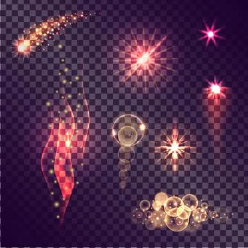 Realistic Vector Glowing Light Effects Set Stock Illustration