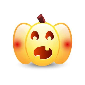 Realistic vector Halloween pumpkin with candle inside. Happy face Halloween p イラスト素材
