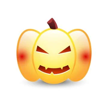 Realistic vector Halloween pumpkin with candle inside. Happy face Halloween p Illustrazione stock