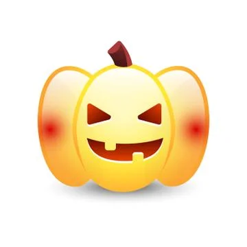 Realistic vector Halloween pumpkin with candle inside. Happy face Halloween p Stock Illustration