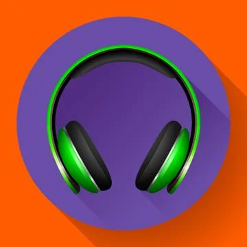 Realistic Vector headphones icon. Flat design style. Illustrazione stock