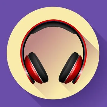 Realistic Vector headphones icon. Flat design style. Stock-Illustration