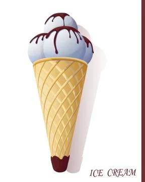 Realistic vector ice cream with chocolate syrup Stock Illustration