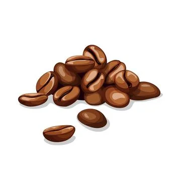 Realistic vector illustration of a bunch of coffee beans on a white backgroun Stock Illustration