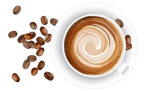 Realistic vector illustration of coffee cup on white background 스톡 일러스트