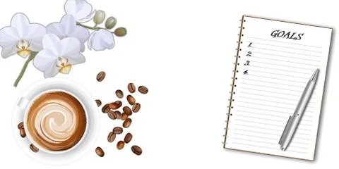 Realistic vector illustration of coffee cup on white background Stock Illustration