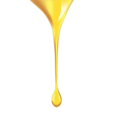 Realistic vector illustration of a golden drop of thick liquid on a white b.. Stock Illustration
