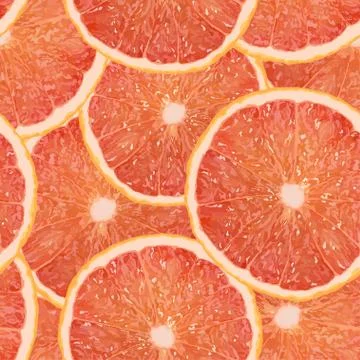 Realistic vector illustration of a grapefruit slice seamless pattern Stock Illustration