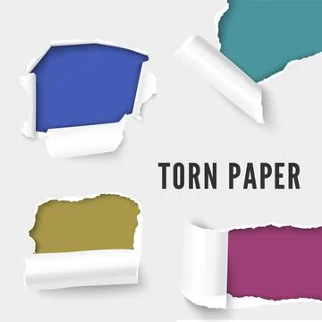 Realistic vector illustration of hole in white paper Stock Illustration
