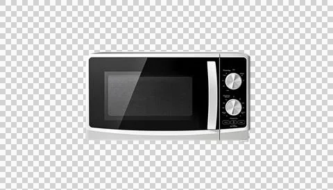 A realistic vector illustration of a modern white microwave oven with Illustration