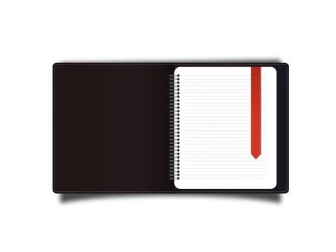 Realistic vector illustration of an open diary with hard cover and lined page Illustrazione stock