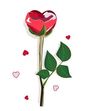 Realistic vector illustration of a red rose in the shape of a heart Stock Illustration