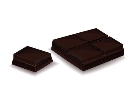 Realistic vector illustration, set of broken chocolate bars on white Stock Illustration