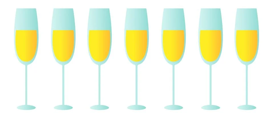 Realistic vector illustration set of transparent champagne glasses with Stock Illustration