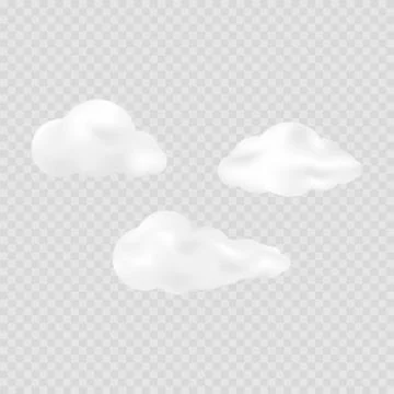 Realistic vector image set of 3 white clouds. Stock Photos