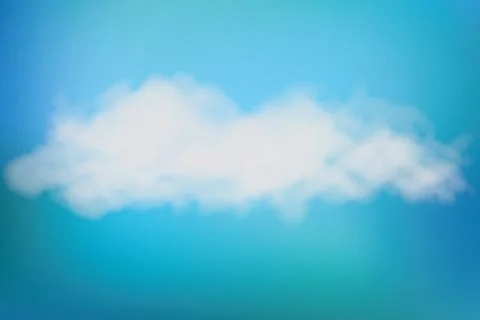 Realistic vector image of speech cloud on blue sky Stock Illustration