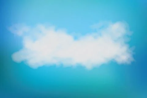 Realistic vector image of speech cloud on blue sky Stock Illustration